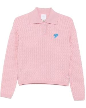 Patou Cable-Knit Polo-Collar Jumper - Pink