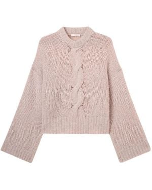 Fedeli Cable-Knit Crew-Neck Jumper - Pink