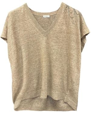 Brunello Cucinelli Floral-embroidered T-shirt - ナチュラル