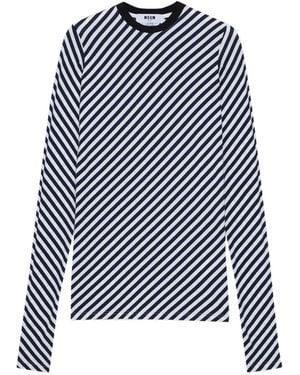MSGM Striped Long Sleeved Top - Blue