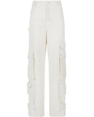 Gcds Sequin-Embellished Tweed Cargo Trousers - White