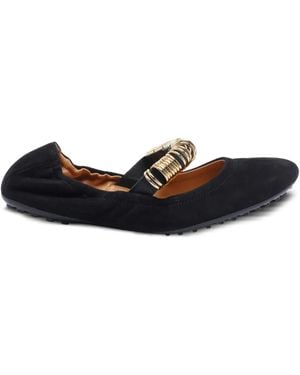 Tod's Ring-Detail Suede Ballet Flats - Black