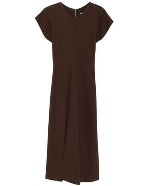 Dixie Robe Longue Évasée À Manches Courtes - Brown