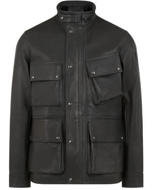 Belstaff Multiple-Pocket Leather Jacket - Black
