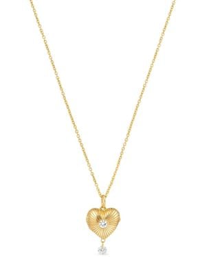 PERSÉE 9Kt Geelgouden Halsketting Met Hartvormige Hanger Met Diamant - Metallic