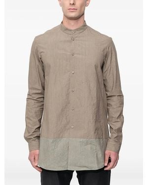DEVOA Mandarin-Collar Paneled Shirt - Natural