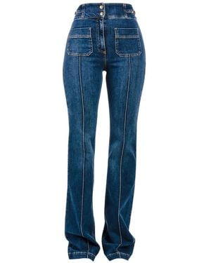 Elisabetta Franchi Logo-Detail Boot-Cut Jeans - Blue