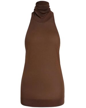 12 STOREEZ Saori Silk Top - Brown