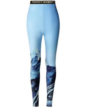 Perfect Moment Printed Base Layer Leggings - Blue