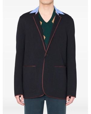 Kolor Two-Button Contrast-Trim Jacket - Blue