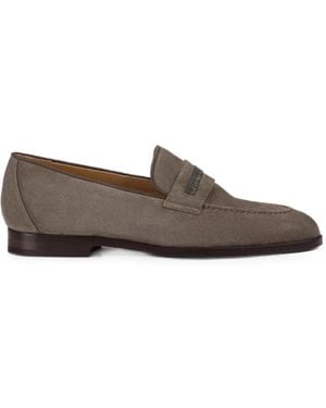 Doucal's Mocassins En Daim À Détails De Clous - Gray