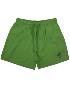 HTC Logo-Patch Drawstring Swim Shorts - Green