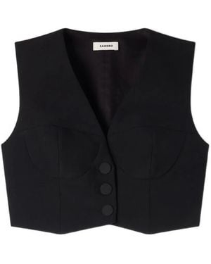 Sandro Corset V-Neck Waistcoat - Black