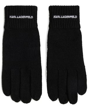 Karl Lagerfeld K/Essential Logo Knit Gloves - Black