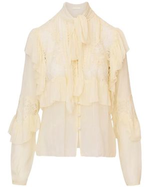 LoveShackFancy Farah Lace Blouse - White