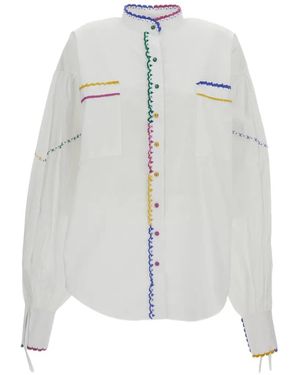 ESTRAFALARIO Imanzu Embroidered-Trim Shirt - White
