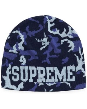 Supreme Reversible Camo-Print Beanie Hat - Blue