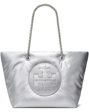 Tory Burch Ella Chain Soft メタリック ハンドバッグ - グレー