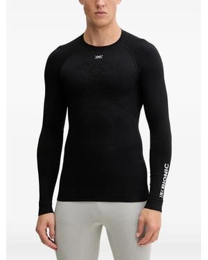 X Bionic Geripptes T-Shirt Mit Logo-Print - Schwarz