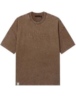FIVE CM Embroidery T-Shirt - Brown