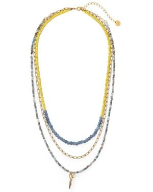 Undercover Scissors Pendant Layered Beaded Necklace - White