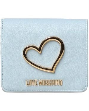 Love Moschino Heart-Plaque Logo-Lettering Wallet - Blue