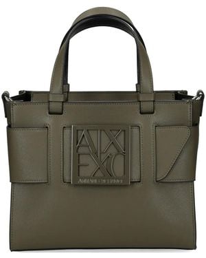 ARMANI EXCHANGE ロゴ ハンドバッグ - グリーン