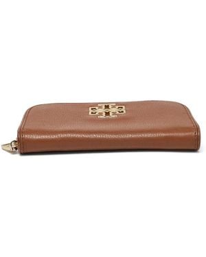 Tory Burch Leather Zip-Around Wallet - Brown