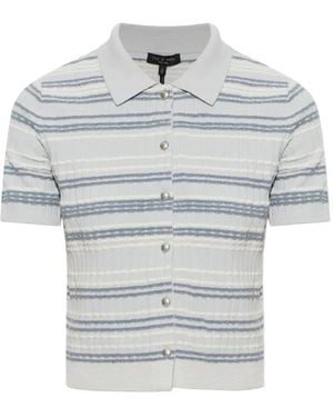 Rag & Bone Striped Short-Sleeve Cardigan - Grey