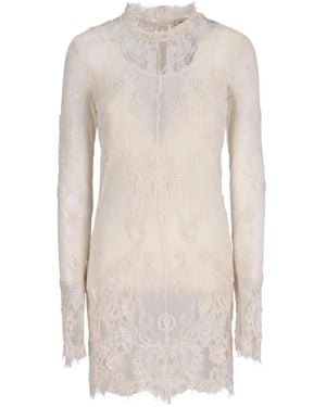 Blumarine Bead-Embroidered Lace Mini Dress - White