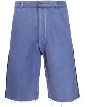 Maison Margiela Raw-Edge Cotton Bermuda Shorts - Blue