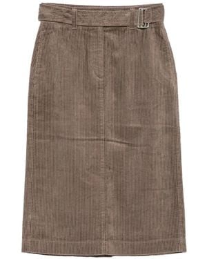 Marc O' Polo Belted Corduroy Midi Skirt - Brown