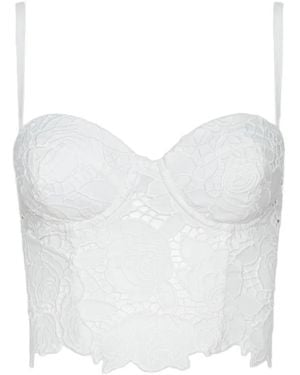 L'Agence Sonya Floral-Lace Bralette - White