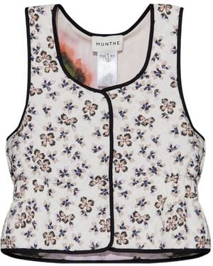 Munthe Floral-Print Cropped Gilet - Grey