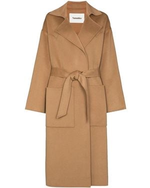 Nanushka Alamo Belted Midi Coat - Natural