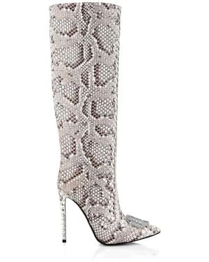 Philipp Plein 85Mm Leather Knee-High Boots - White