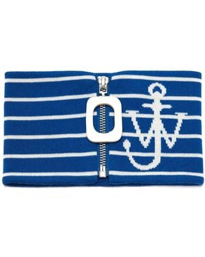 JW Anderson Gestreifter Kragen Mit Logo-Jacquard - Blau