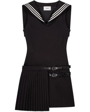 Coperni Pleated Belted Mini Dress - Black