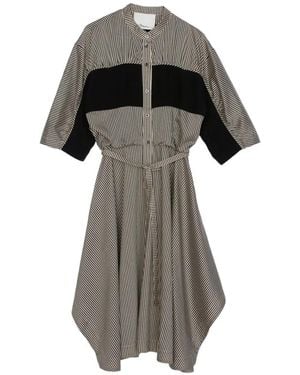 3.1 Phillip Lim Striped-Pattern Belted Dress - Gray