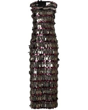 Carolina Herrera Sequin-Embroidered Sleeveless Maxi Dress - White