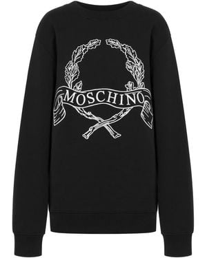 Moschino Logo-Embroidered Sweatshirt - Black