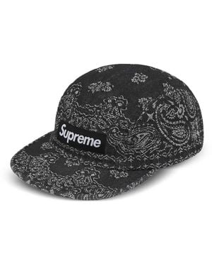 Supreme Bandana-Jacquard Denim Cap - Black