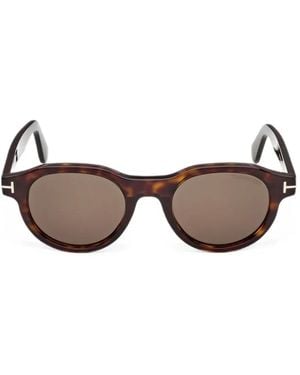 Tom Ford Nils-02 Round-Frame Sunglasses - Brown