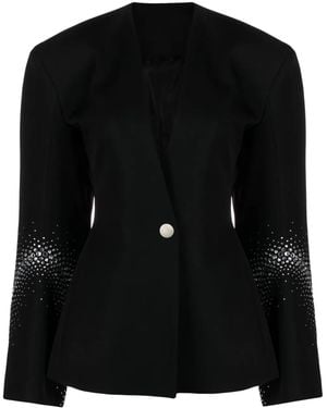 The Attico Rhinestone-embellished Wool Blazer - Black