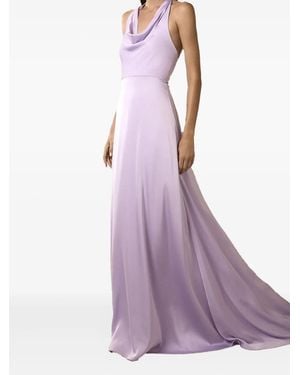 Nicole Miller Cowl-Neck Halter Maxi Dress - Purple