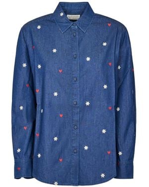 MC2 Saint Barth Embroidered Denim Shirt - Blue