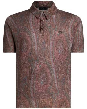 Etro ペイズリー ポロシャツ - ブラウン