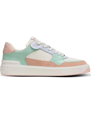 Balmain B-court flip trainers in pelle di vitello e camoscio - Bianco