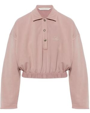 Palm Angels Cropped Long-Sleeve Polo Shirt - Pink