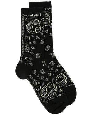 Alanui Paisley-Pattern Socks - Black